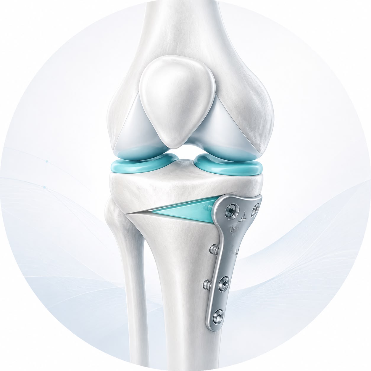 Ilustración de una osteotomía de rodilla